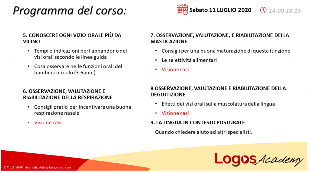 Vizi orali programma 11 luglio