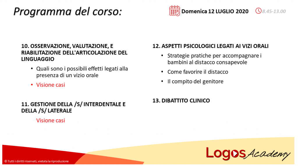 Vizi orali programma 12 luglio